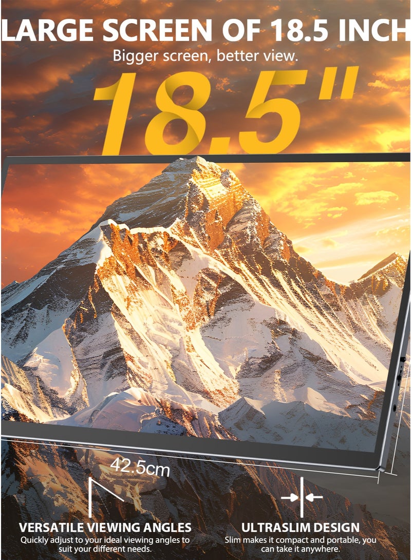 EVICIV 18.5 Inch Ultra-Thin Portable Monitor 120 Hz, 1920*1080 FHD IPS Dual Speakers, Includes protective cover External Display for Laptop, PC, MacBook, Phone, Xbox, PS4/PS5 - Image 2